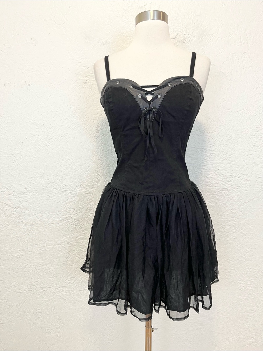 Y2K 2000's Royal Bones Tripp NYC Corset Dress Black Mini Goth Gothic Medium M